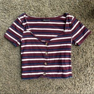 Abercrombie & Fitch Burgundy Striped Crop Top
